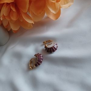 Purple and Gold Shell Earrings